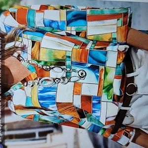 Colorful Geometric Print Blouse